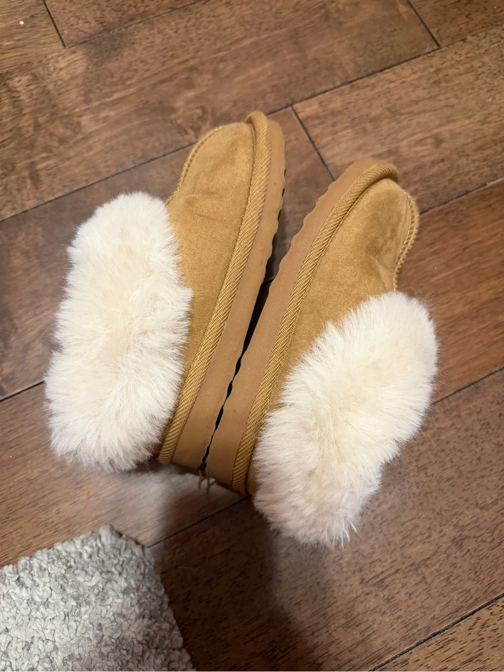 Cozy Tan Kids Faux-Shearling Slipper Boots